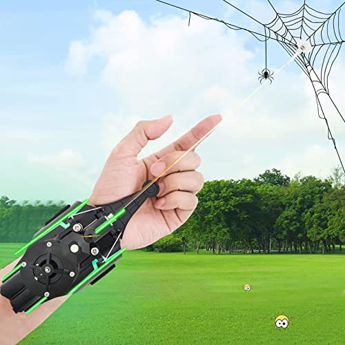 Spider String Shooter That Actually Shoot Wrist Toy-Rope Launcher,Luminous Design,USB Charging 9.8ft Real Rope Launcher,Spider Web Gadgets Toy Cool Gadgets for Kids (Black)
