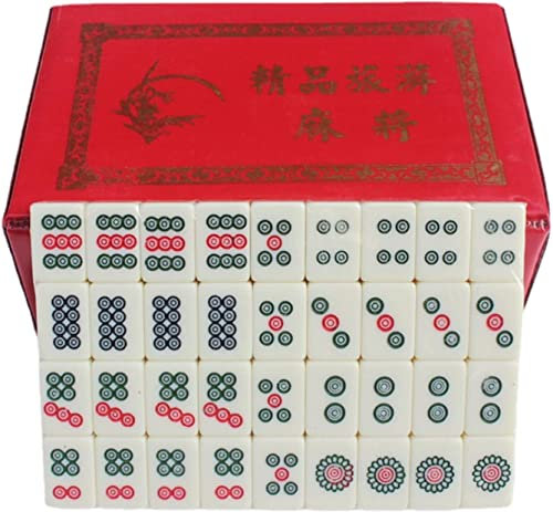 Tebinzi Majhong Spiel,144 Mahjong Fliesen Set, Chinese Majong Set,Traditionelle Chinesische Spiele Mahjong Spielset,Tragbarer Reise Mahjong Set für Familienspiel Freunde Versammlung Spiel Tischspiel