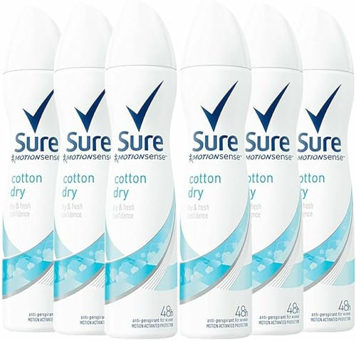 Sure Cotton Dry Deodorant für Frauen Anti-Transpirant Aerosol für 48h Schweiß- und Geruchsschutz 6 x 200ml
