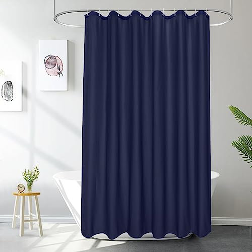 EurCross Rideau de Douche 180x200cm Bleu Foncé, Rideau Douche Imperméable Anti Moisissure Tissu Polyester pour Salle de Bain et Baignoire avec 12 Anneaux
