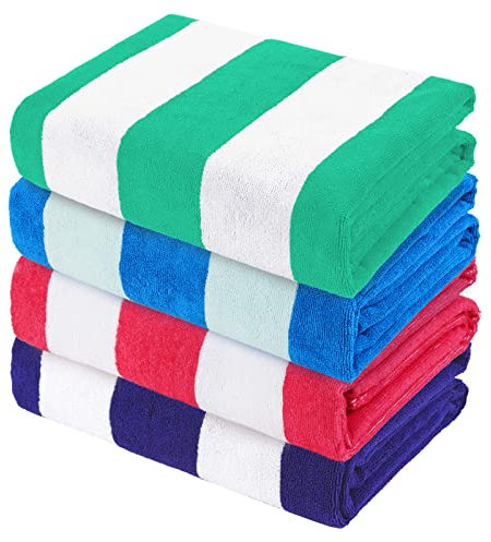 Exclusivo Mezcla 4-Pack Large Microfiber Beach Towels Set, Quick Dry,Pool/Swimming/Bath Towel for Adults/Kids (Blue/Hot Pink/Green/Navy, 76cm x 152cm), Lightweight and Highly Absorbent
