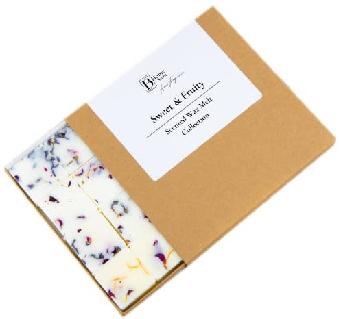 Sweet and Fruity Botanical Wax Melt Collection - 12g x 16, Up to 160 Hour Burn, Gift Box Set, Handmade in UK, Soy Wax, with Dry Botanical Flower Petals
