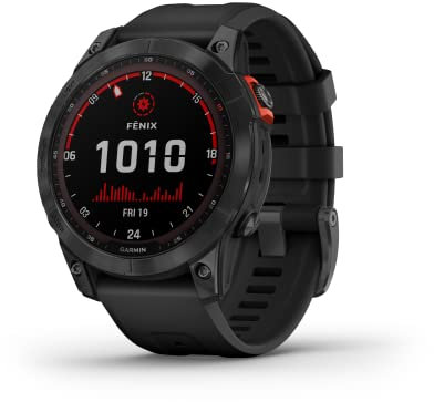 Garmin fēnix 7 - Reloj solar multideportivo GPS, color negro con correa de silicona (renovado)