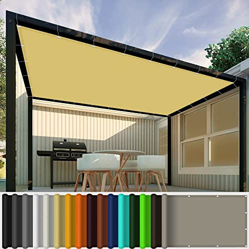 Voile d'ombrage Auvent Rectangulaire 1.8 x 5 m Voile d'ombrage sur Mesure Bâche ombragée pour Jardin Terrasse Camping Fête Piscine, avec Corde, Couleur Crème