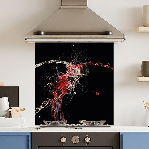 Premium 70 cm x 75 cm Water Splash Glass 6mm Kitchen Splashback Heat Resistant Toughened Polished Edges - Back Splash Back Coloured Hob Painted Tempered Splashback