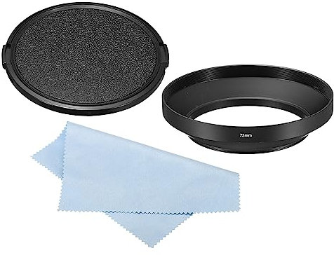 PATIKIL 72mm Lens Hood, Wide Angle Matte Surface Anti-reflective Inside Hood with Cap and Cleaning Cloth for Camera Lens, Black for Nikon, for Fujifilm, for Pentax, for Leica