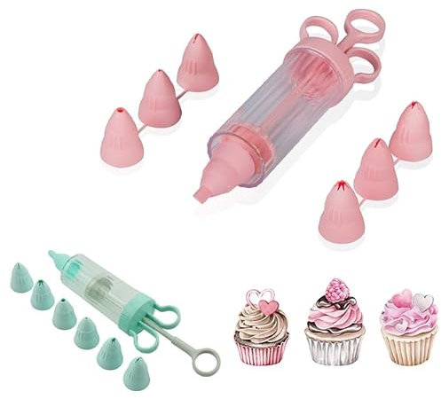 7 Nozzle Icing Set - Pump Cake Decorating Tools -Easy Cake Modelling Pen, Fondant Icing Pen, Frosting Pen Syringe, Flower Modelling, Marzipan, Sugar Paste, Gum Paste (7 Nozzle Icing Set)
