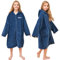 Hiturbo Kinder-Bademantel mit Kapuze: Wickel-Reißverschluss, Bademantel, Poncho, Frottee, für Schwimmen, Strand, Surfen, Zuhause, navy, 7-14 Years