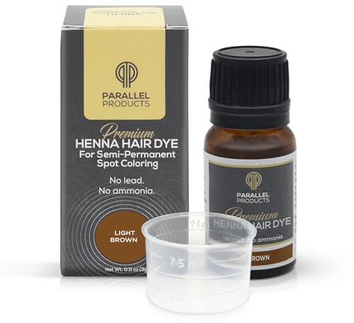 Parallel Products Spot Color Henna Kit - Henna Hair Dye - 3 grams - Tint for Professional Spot Coloring - With Mixing Dish - Covers Grey Hair - Root Touch Up (Light Brown)