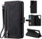 EYZUTAK Handyhülle für Samsung Galaxy S24 Ultra,Flip Case Lederhülle Reißverschluss Magnetverschluss Brieftasche mit 9 Kartenfächern Standfuntion Retro Matt Ledertasche-Schwarz