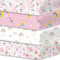 Bimocosy Spannbettlaken 70x140cm, 4er Set für Babybett & Kinderbett, Weiche Mikrofaser, Atmungsaktiv & Oeko-TEX Zertifiziert, Waschbar, Blumen/Mädchen/Regenbogen/Rosen