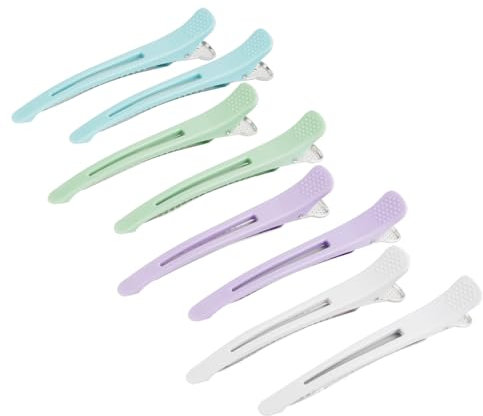 LOPHE 8Pcs Pince Crocodile Cheveux, Bec de Canard Pinces à Cheveux Antidérapante Sans Trace Plastique Coiffeur Pince Femme pour la Coupe de Style, Salon et Maison(Violet+Bleu+Blanc+Vert)