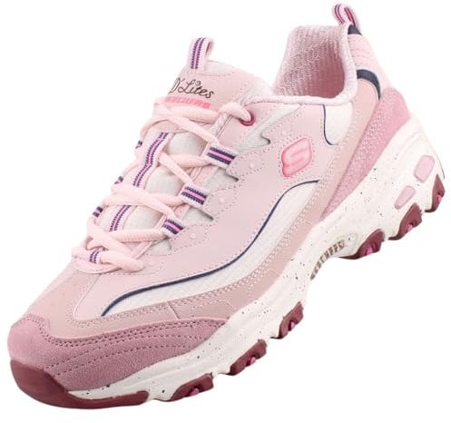 Skechers Femme D'Lites-Bold Views Baskets, Rose Bonbon, 39 EU