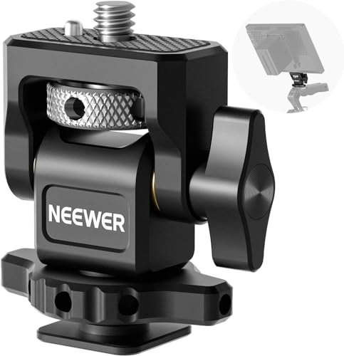 NEEWER Feldmonitorhalterung mit Cold Shoe(2er),1/4 Schraube für 5 & 7 Kamera Monitor Mount, 360° drehbar & einstellbare 180° Neigungsdämpfung, kompatibel mit SmallRig Cage Atomos Ninja V, MA006
