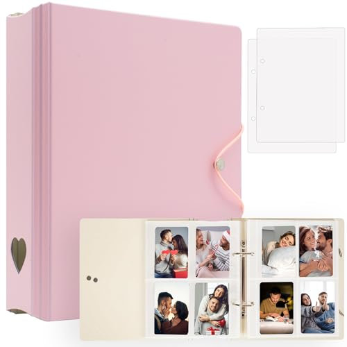 200 Taschen Fotoalbum für Fujifilm Instax Mini 11 12 9 8+ 8 7+ LiPlay Film, Fotokarten Binder für Polaroid SnapTouch PIC-300 Z2300 Fotodrucker, 2x3 Fotobuch für Kpop Card (Rosa)
