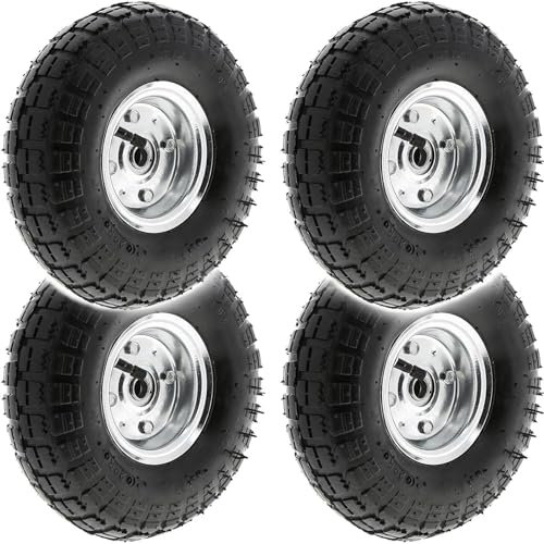 Buystarget 4X 10in Wheelbarrow Wheel Tyres Pneumatic Puncture Proof Solid Wheelbarrow Trailer Tires Garden Truck Wheel Replacement Tyre Trolley Wheels for Lawn Trolley Wagon Barrow Cart Trailer Truck