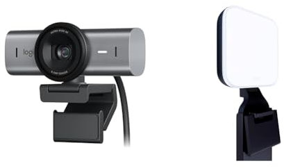 Logitech MX Brio Webcam de Collaboration et Streaming 4K Ultra HD, 1080p à 60 IPS, 2 micros & Litra Glow Premium, Light LED Streaming avec TrueSoft - Lumière Ordinateur