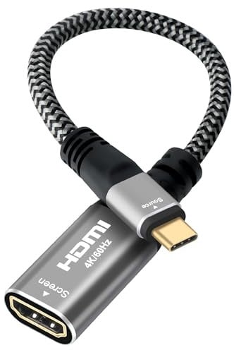 4K@60Hz USB C to HDMI Adapter, Type-C Male (Source) to HDMI Female (Screen) Braided Cord Converter Connector [Thunderbolt 3/4 Compatible],for iPhone15 Series, MacBook Pro, Air, iPad Pro,Galaxy