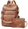 Shrrie Rucksack Damen,15,6 Zoll Laptop-Rucksack aus Leder mit Laptopfach,Reiserucksack Lederrucksack Computer-Rucksack mit Geldbörse Wasserdicht für Arbeit Business Uni Reise Büro-Zweifarbig Braun