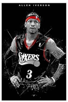 bacrhjlb Allen Iverson Poster, NBA-Leinwand-Poster, Schlafzimmer-Dekor, Sportlandschaft, Büro, Raumdekoration, Geschenk, ungerahmt, 50 x 75 cm