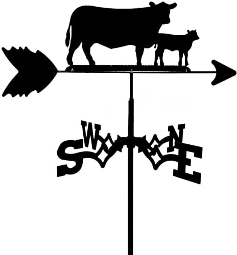 Girouette en forme de silhouette de vache et de veau - Décoration en acier inoxydable de style antique