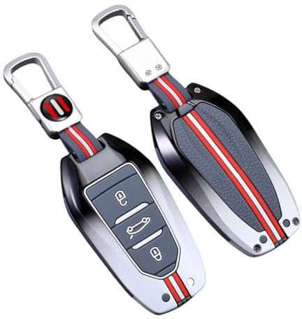 Happyit Coque de clé de voiture en alliage de zinc pour Peugeot 2008 3008 4008 5008 308 408 508 Citroën C1 C2 C4 C6 C3-XR Picasso Grand DS3 DS5 (gris)