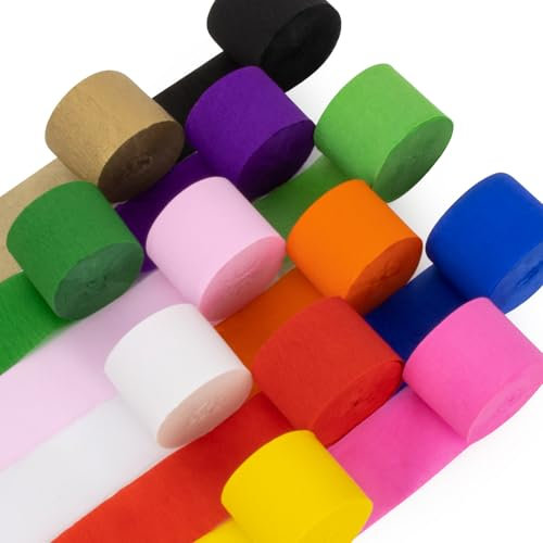 MAQIHAN Party Crepe Paper Streamers - 12 Rolls 300 Meters Crepe Paper Halloween Thanksgiving Christmas Valentine's Easter St. Patrick's Mother's Day New Year’s Day Parade Baby Shower Party Decorations