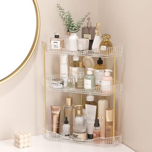 Lifewit Organizador de 3 Niveles para Encimera de Baño, Organizador de Plástico para Maquillaje y Cuidado de la Piel, Bandeja y Estante para Cosméticos en Dormitorio, Tocador, Cocina (Transparente)