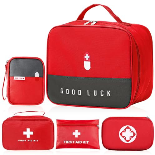 5 Piezas Botiquin De Primeros Auxilios, Bolsa De Medicamentos, Bolsa Médica Vacio, Bolsa Botiquin, Primeros Auxilios Portátil Bolsa, Kit De Primeros Auxilios Para El Hogar, La Oficina, Los Viajes