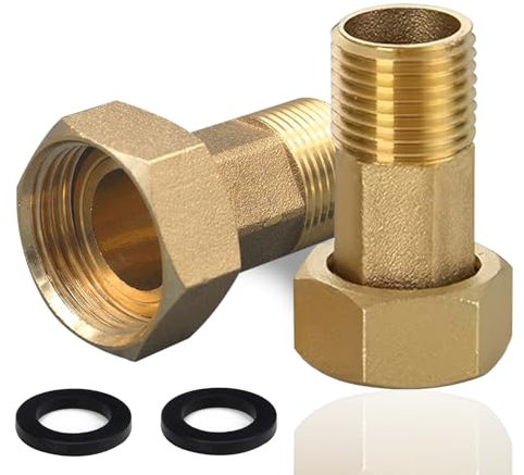 2 unidades de latón para contador de agua, 3/4 pulgadas AG x 1 pulgada IG latón con hexágono, rosca exterior de 20 mm de diámetro y rosca interior de 25 mm de diámetro para atornillado de latón (con