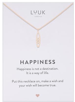LUUK LIFESTYLE Moderne Edelstahl Halskette mit Anhänger, 50 cm verstellbare Länge, Schmuck Geschenk für die beste Freundin, Surfbrett, Roségold