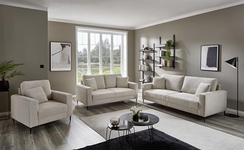 möbelando Polstergarnitur >Barakaldo< (3-teilig) in Beige - 308x84x266 (BxHxT)