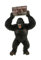 Kremers Schatzkiste XXL Gorilla Figur mit Fass 35cm Deko Skulptur Polyresin AFFE - Schwarze Affen Statue Tierfigur - Geschenk Sammler Statue Afrika Dekoration