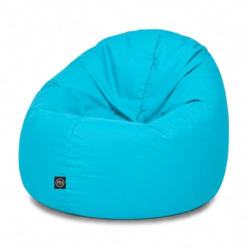 PATCH HOME 2-in-1 Sitzsack Sessel - Gaming Bean Bag mit Reißverschluss - Bereits befüllt, Ergonomisch & Robust für Kinder & Erwachsene - Indoor & Outdoor, Wetterfest (Aqua, 155cm)