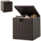 HOMASIS 106L Auflagenbox wetterfest, Gartenbox aus HDPE, Aufbewahrungsbox mit Deckel & Griffen, abschließbar Gartenschrank, Kissenbox Auflagentruhe Gartentruhe Outdoor, 52x51x51 cm, Braun