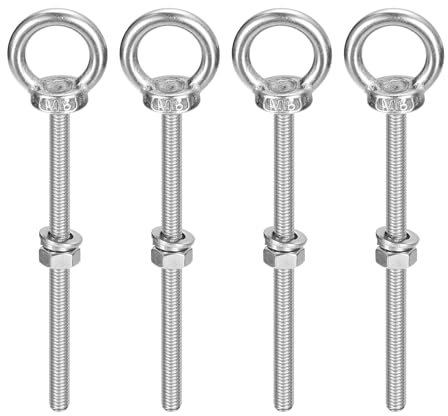 QUARKZMAN Bullone ad Occhiello di Sollevamento, 4 Set M6 x 90mm Bullone ad Occhiello con Dado Rondella Acciaio Inossidabile 304 Anello Sollevamento a Spalla per Appendere Oggetti
