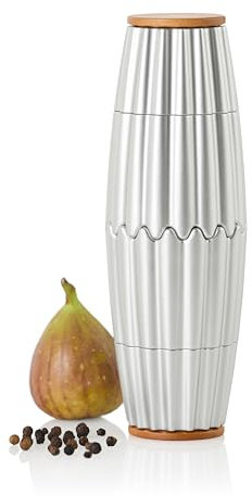 AdHoc MP907 Magnetische Doppelmühle oder 2x kleine Einzelmühle MagTwo, für Pfeffer und Salz, Keramik Mahlwerke, Kunststoffkorpus mit Holzkappen