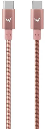 W Wonder Full Power - Cable Metal USB-C vers USB-C - 1m - Rose