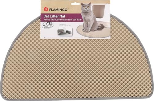 Flamingo Matz Katzenklo-Matte - Beige, 65 x 40 x 1,3 cm, rutschfest und Langlebig, Ideal für Maine Coon, Britisch Kurzhaar, Ragdoll, Norwegische Waldkatze usw.