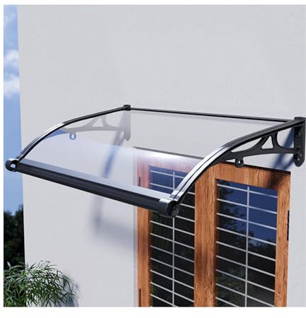 Tenda da sole per porta di casa, finestra, ingresso, protezione UV, copertura in policarbonato trasparente, telaio in alluminio, 60 x 60 cm