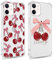 Phoona 2 packs Phone Case for iPhone 11 6,1'', Cherry Bow Print with Airbag Corners Aesthetic Design Transparent Cover, Hybrid Design Hard PC Back Shockproof Protective Bumper Funda