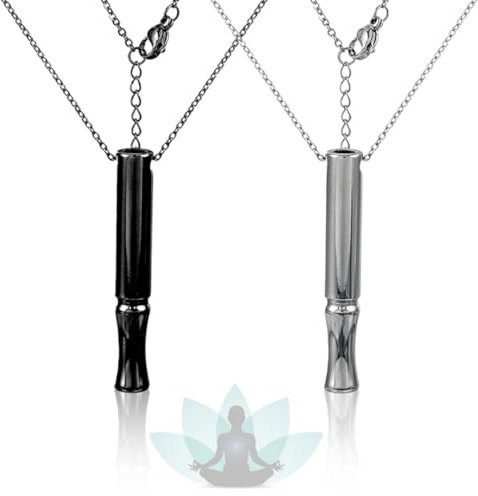 Gegen Rauchen Aufhören Necklace, 2 Stück Rauchentwöhnung Hilfsmitte,Halskette Rauchfrei Original,Atemkette Rauchfrei Hilfsmittel Raucherentwöhnung Kette mit Pfeif,Angst Atemhalskette mit Widerstand