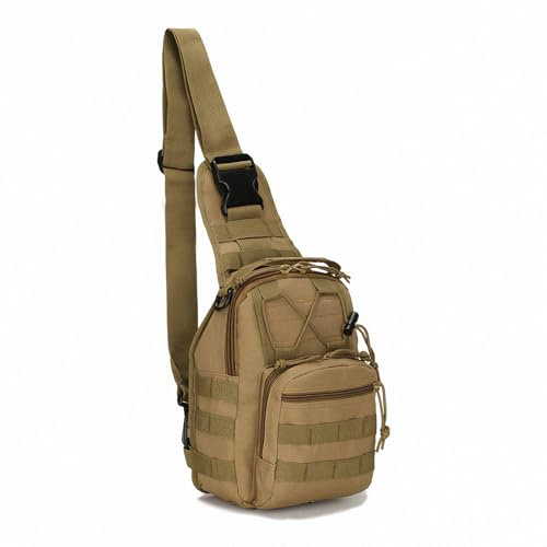koolehaoda Taktische EDC Sling-Tasche, wasserdicht, klein, taktische Brusttasche, für Reichweite, Reisen, Wandern, Outdoor-Sport, Herren und Damen (B14-Khaki), Khaki, Small