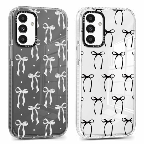 Xylota 2 x Transparent Handyhülle für Samsung Galaxy A13 5G 6,5 Hülle, Durchsichtig Case Muster Aesthetic Schleifen Mädchen Frauen Schutzhülle, Weich Silikon TPU Stoßfeste Cover für Samsung A13,02