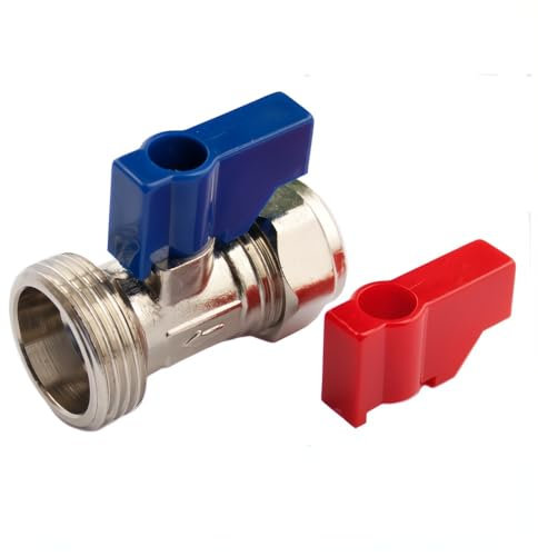 JD Brands Conector de válvula de grifo recto para lavadora/lavavajillas, manguera de entrada de agua fría y caliente, válvula de aislamiento roscada BSP plateada de 3/4 pulgadas para conexiones de