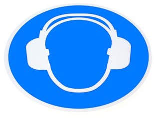 Djois, 197653 - Sicherheits-Piktogramm, selbstklebend, Schutz, Lärmminderung, Pflicht, Blau, Weiß, 1 Stück, PVC, hohe Haltbarkeit, rutschfest, Innenbereich, Fabriken, Lager, visuelle Kommunikation