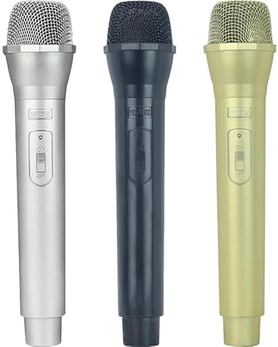 VANZACK 3 Stück Teiliges Mikrofon Fake Stage Mikrofon Requisiten für Party Cosplay Mikrofone Schwarz Gold Silber für Aufführungen und Spaß