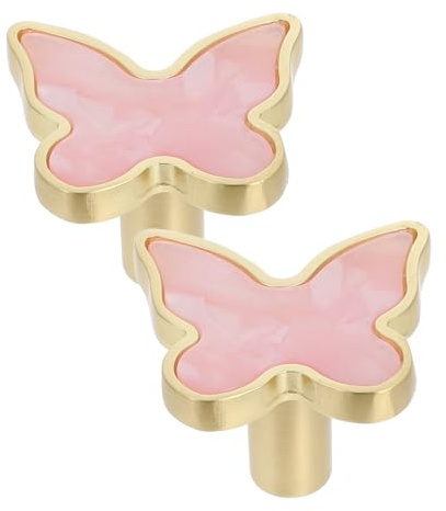 Gatuida Schmetterlings Knöpfe Rosa Glatte Oberfläche aus Zinklegierung 2 Stück Komfortabler Griff Minimalistisches Design für Schlafzimmer und Küchenschränke