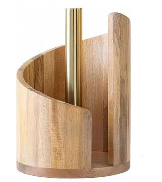 Support à Papier essuie-SEULEMENT 10 CM !!Tout en Bois Massif - Porte-Rouleau de Papier de Cuisine autoportant, Support antidérapant pour Rouleau de Cuisine, Salle de Bain, Garde-Manger (Couleur Bois)