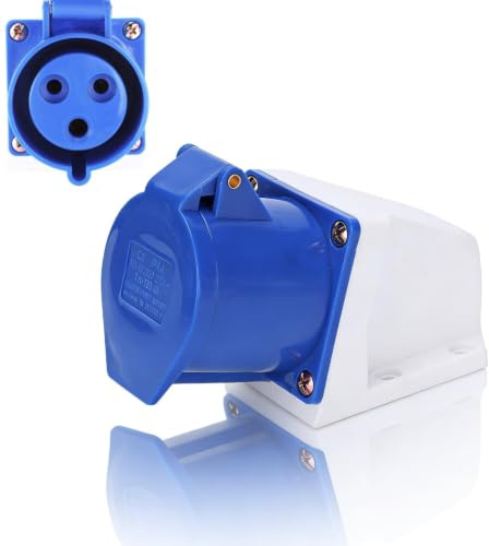 Enchufe industrial 32A 220V250V, enchufe de alimentación monofásico 3 pines Conector salida estándar con tapa IP44 Reemplazo extremo instalación abierta prueba explosiones